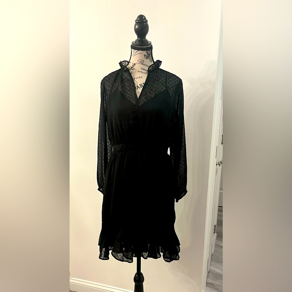 LOFT Women's Black Polka Dot Dress Sz 4 🖤✨